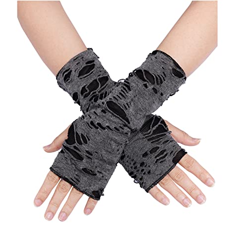 jerbro 1 Paar Fingerlose Handschuhe Damen Punk Spinnennetz Spitzenhandschuhe Punkhandschuhe für Halloween Kostüm Cosplay Kostümzubehör Kostümparty Karneval Thema Party von jerbro