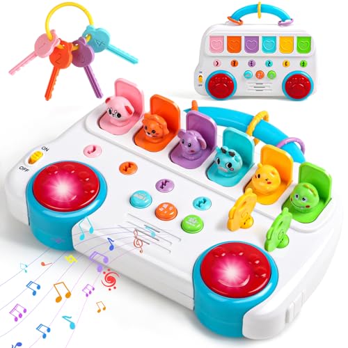 Kinderspielzeug ab 1 Jahre, Montessori Spielzeug ab 1 Jahr Musik Baby Spielzeug ab 1 Jahre mit Licht & Klang Schlüsseltier Motorikspielzeug Musikspielzeug Geschenke Spiel ab 1 2 Jahr Mädchen Junge von jerryvon