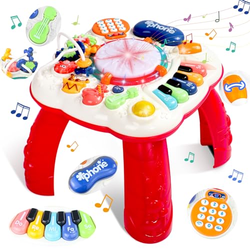 jerryvon Kinderspielzeug Ab 1 Jahr - 6 in 1 Spieltisch Babyspielzeug Ab 1 Jahr mit Musik Licht Lernspielzeug Musikspielzeug für Kinder Busy Board Baby Spielzeug Geschenke 1 2 3 Jahre Mädchen Junge von jerryvon