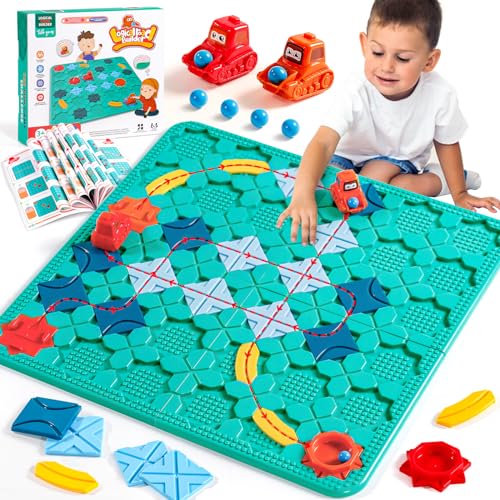 Brettspiele Spiele ab 4 5 6 7 8 Jahren Logischer Straßenbauer Labyrinth Spiel 56 x 56cm Puzzle ab 4 mit 206 Herausforderungen 2 Rückzugbagger Spiele Kinderspiele Geschenk Jungen Mädchen 3-8 Jahre von jerryvon