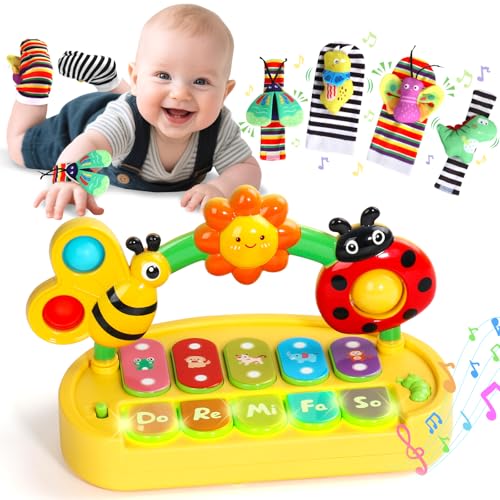 jerryvon Baby Spielzeug 6 Monate , Baby Musikspielzeug Sensorik Set Mit 4 Rasselsocken Motorikspielzeug, Licht & Verstellbarem Sound Music Babyspielzeug, Geschenk für Jungen Mädchen 6-12 Monate jerryvon Baby Spielzeug 6 Monate , Baby Musikspielzeug Sensorik Set Mit 4 Rasselsocken Motorikspielzeug, Licht & Verstellbarem Sound Music Babyspielzeug, Geschenk für Jungen Mädchen 6-12 Monate von jerryvon