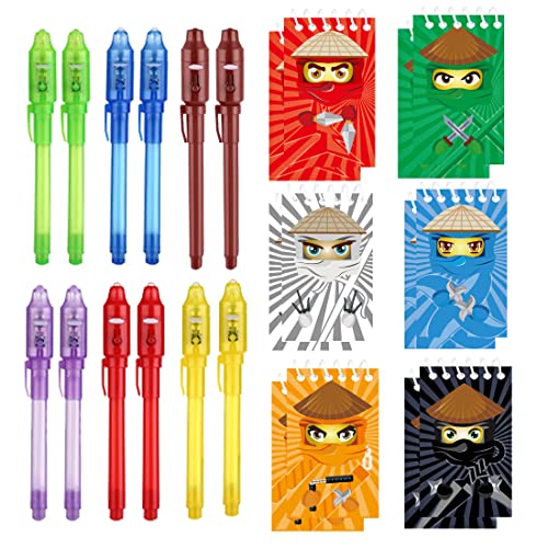 jiaoohoo 12 uv Stift und 12 Notizbuch,ninjaoo Kindergeburtstag Junge & Mädchen mitgebsel,Kindergeburtstag Gastgeschenke,Adventskalender & Kleine Geschenke Kinder ninjaoo geburtstags deko von jiaoohoo