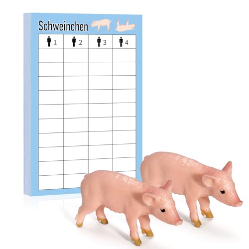 jiawaggag Schweinchen Spiel Schweinerei mit Wertungsblock Minispiel für Unterwegs Partyspiel für Kinder Schweine Würfeln mit 2 Schweinen von jiawaggag