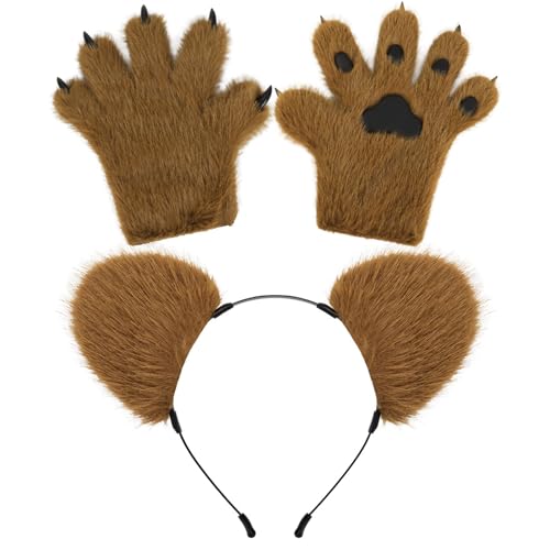 jiingekk Bear Dress Up Tierkostüm Kinder Erwachsene für Cosplays Bär Kostüm Zubehör Pelzbär Stirnband Bär Kostüme von jiingekk