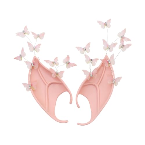 jiingekk Feenohren mit Schmetterlings-Elfenohren, spitze Ohren, Elfenohren, Ohren für Halloween, Weihnachten, Maskerade jiingekk Feenohren mit Schmetterlings-Elfenohren, spitze Ohren, Elfenohren, Ohren für Halloween, Weihnachten, Maskerade von jiingekk