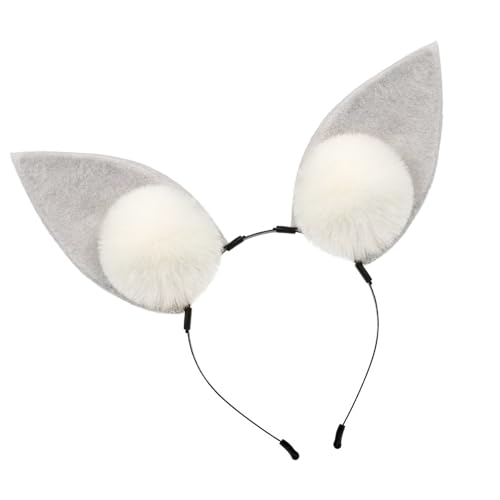 jiingekk Katzen Wolf Füchse Ohren Stirnband Pelzfüchse Schwanz Plüsch Tier Ohr Stirnband Schwanz für Halloween Cosplay Party Wolf Kostüm von jiingekk