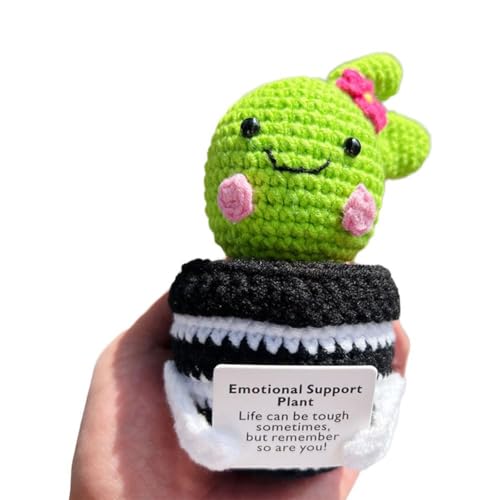 jileijar Positiver Häkelkaktus, Positive Strickpflanzen Kaktus, Mini Cute Crochet Kaktus Pflanzen, Kaktu Lustige Emotionale Rosen Topfpflanzen von jileijar