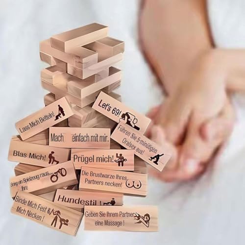 jileijar Tower Game for Adults, Super Naughty Block Tower Game for Couples Adults, Valentine Tumbling Wooden Tower Stacking Blocks Game for Date Night Ideas for Lover Game Toy von jileijar