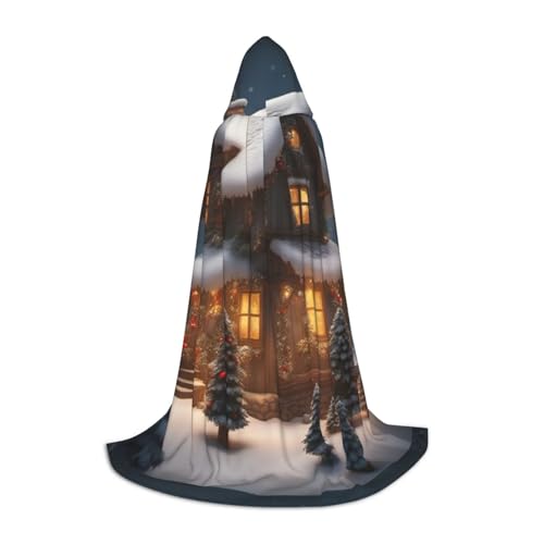 jingong Christmas Village House 3 Print Stylish Hooded Cape Cloak - Oversized Hat Cape for Women and Men, Fit Carnival Cosplay von jingong