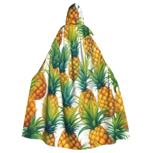 jingong Exotischer tropischer Ananas-Druck, eleganter Kapuzenumhang, übergroßer Kapuzenumhang mit Fliege für Halloween, Kostümpartys, Rollenspiele von jingong