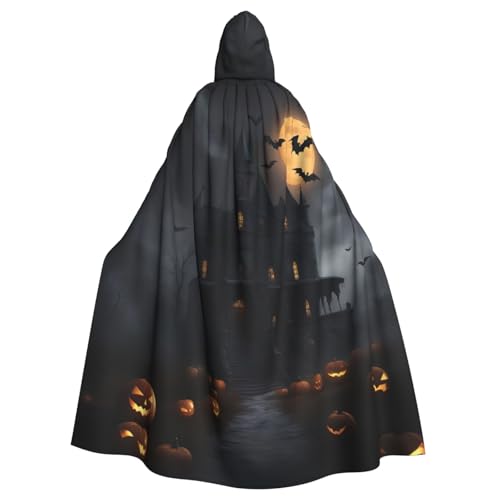 jingong Halloween Gothic Print Elegant Hooded Cloak Oversized Hooded Cape with Bow Tie for Halloween Costume Party Role-Play von jingong