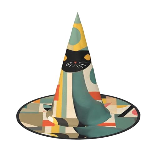 jingong Halloween-Hut aus der Mitte des Jahrhunderts mit modernem Katzendruck, 2er-Set, geeignet für Familien-Mottopartys, Hofdekoration, Karnevalspartys jingong Halloween-Hut aus der Mitte des Jahrhunderts mit modernem Katzendruck, 2er-Set, geeignet für Familien-Mottopartys, Hofdekoration, Karnevalspartys von jingong