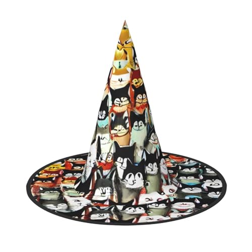 jingong Halloween-Hut mit Cartoon-Katzen-Aufdruck, 2er-Set, geeignet für Familien-Mottopartys, Hofdekoration, Karnevalspartys jingong Halloween-Hut mit Cartoon-Katzen-Aufdruck, 2er-Set, geeignet für Familien-Mottopartys, Hofdekoration, Karnevalspartys von jingong