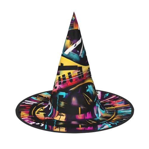 jingong Halloween-Hut mit Musik-Graffiti-Stil, 2er-Set, passend für Familien-Mottopartys, Hofdekoration, Karnevalspartys jingong Halloween-Hut mit Musik-Graffiti-Stil, 2er-Set, passend für Familien-Mottopartys, Hofdekoration, Karnevalspartys von jingong