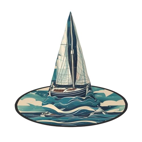 jingong Halloween-Hut mit Ozean-Segelboot-Druck, 2er-Set, geeignet für Familien-Mottopartys, Hofdekoration, Karnevalspartys jingong Halloween-Hut mit Ozean-Segelboot-Druck, 2er-Set, geeignet für Familien-Mottopartys, Hofdekoration, Karnevalspartys von jingong