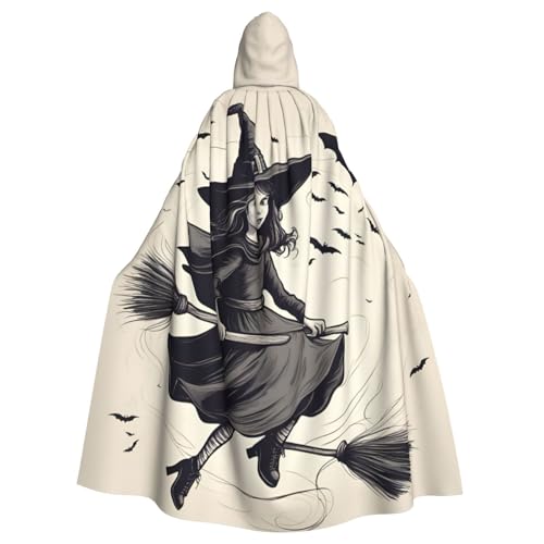 jingong Halloween Witch Flying 1 Print Elegant Hooded Cloak Oversized Hooded Cape with Bow Tie for Halloween Costume Party Role-Play von jingong