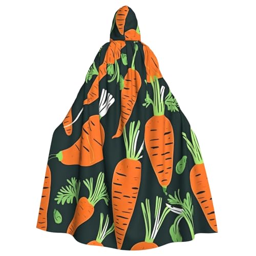 jingong Happy Carrot Seamless Pattern Print Elegant Hooded Cloak Oversized Hooded Cape with Bow Tie for Halloween Costume Party Role-Play von jingong