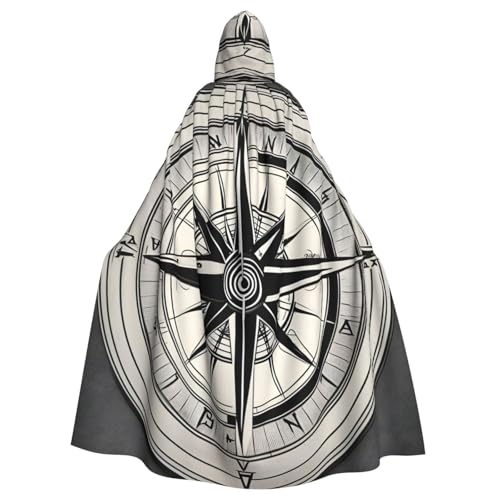 jingong Law of the Compass Navigation 1 Print Elegant Hooded Cloak Oversized Hooded Cape with Bow Tie for Halloween Costume Party Role-Play von jingong