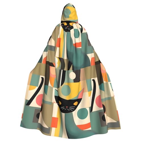 jingong Mid-Century Modern Art Cat Hooded Cloak Party Decoration Cape for Carnival Cosplay Costumes Maskerade and Theme Parties von jingong