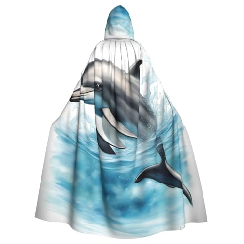 jingong Ocean Dolphin Looking at You Hooded Cloak Party Decoration Cape for Carnival Cosplay Costumes Maskerade and Theme Parties von jingong