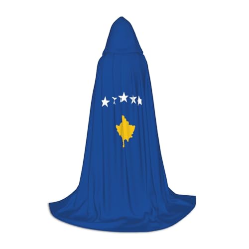 jingong Stilvoller Kapuzenumhang mit Flagge des Kosovo, übergroßer Hut, Umhang für Damen und Herren, passend für Karneval, Cosplay von jingong