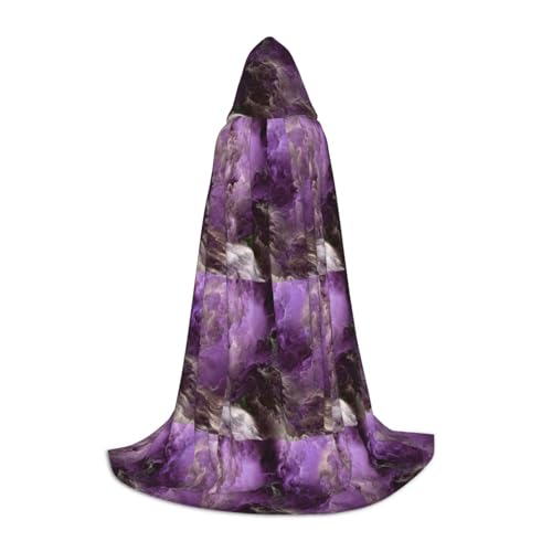 jingong Stilvoller Kapuzenumhang mit violettem Galaxie-Druck, übergroßer Hut für Damen und Herren, passend für Karneval, Cosplay von jingong