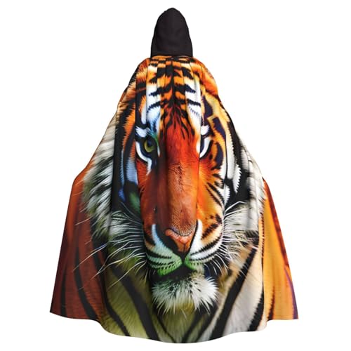 jingong Tiger Stripes Orange Pattern Hooded Cloak Party Decoration Cape for Carnival Cosplay Costumes Maskerade and Theme Parties von jingong