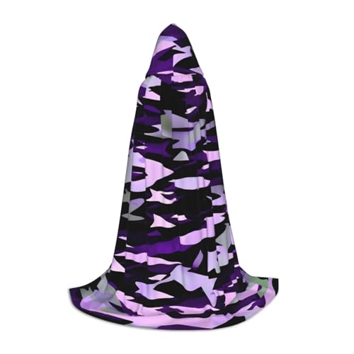 jingong Umhang mit Kapuze, Motiv: Amerikanischer Camouflage, violetter Druck, übergroßer Hut, Umhang für Damen und Herren, passend für Karneval, Cosplay von jingong