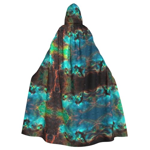 jingong Universe Galaxy Space Print Elegant Hooded Cloak Oversized Hooded Cape with Bow Tie for Halloween Costume Party Role-Play von jingong