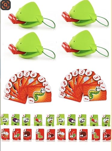 Froschspielzeug, Zungen-Raus-Spiel, Sinnesspielzeug für Kinder mit Autismus-Frosch, Leckkartenspiele, Partyspiel-Geschenke für mehrere Spieler (zwei Personen kämpfen), Insektenkarton enthalten(Green F von jinzha