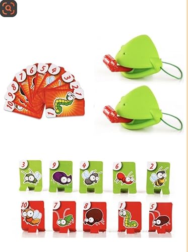 Froschspielzeug, Zungen-Raus-Spiel, Sinnesspielzeug für Kinder mit Autismus-Frosch, Leckkartenspiele, Partyspiel-Geschenke für mehrere Spieler (zwei Personen kämpfen), Insektenkarton enthalten(Green F von jinzha