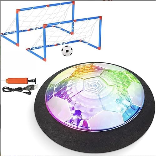 Schwimmender Kinderfußball, im Dunkeln leuchtender weicher Fußball mit LED-Licht und weichem Schaumstoff-Stoßfänger, Air-Power-Trainingsball zum Fußballspielen im Innen- und Außenbereich (Set B)(B) von jinzha