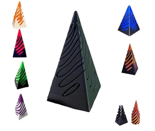 Unmögliche Pyramiden-Durchgangsskulptur, Helix-Nuss-Spiralkegel-Geige-Zappelspielzeug, 3D-Mini-Pyramidenmodell, Durchgangspyramide-Zappelspielzeug, Minimodell für Schreibtischdekoration (A)(Black) von jinzha