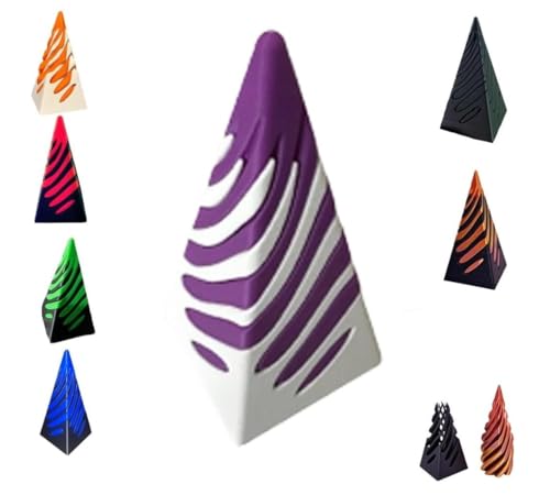 Unmögliche Pyramiden-Durchgangsskulptur, Helix-Nuss-Spiralkegel-Geige-Zappelspielzeug, 3D-Mini-Pyramidenmodell, Durchgangspyramide-Zappelspielzeug, Minimodell für Schreibtischdekoration (A)(Purple) von jinzha