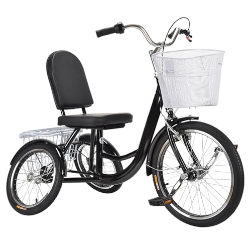 20 Zoll Dreirad für Erwachsene Trike Bike Senioren Dreirad für Senioren mit Korb für Alltägliche Nutzung für Körpergrößen von 1.5 bis 1.85m von jiumxliu