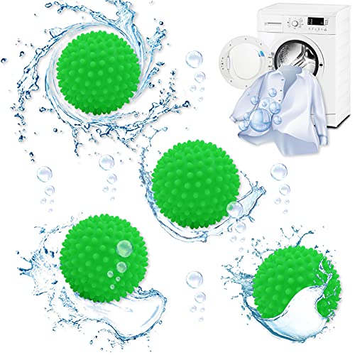 jiuzcare Trockner Ball 4 Stücke 6.5cm Trocknerbälle für Wäschetrockner Familien Kleidung Dryer Balls Trocknerkugeln Kugeln für Flauschigere Zubehör Wiederverwendbare Multi-Funktionsbälle, Grün von jiuzcare