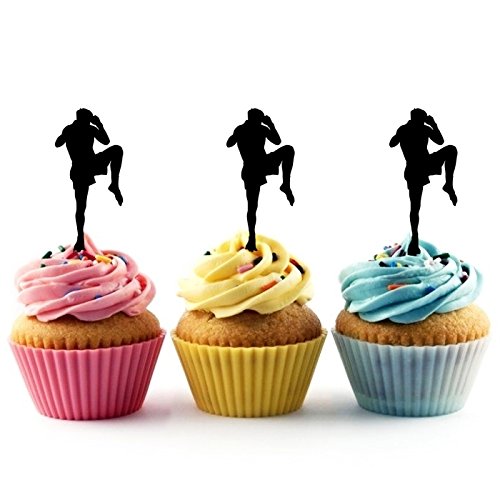 Innovedesire Muay Thai Kickboxing Kuchenaufsätze Hochzeit Geburtsta Acryl Dekor Cupcake Kuchen Topper Stand für Kuchen Party Dekoration 10 Stück von jjphonecase