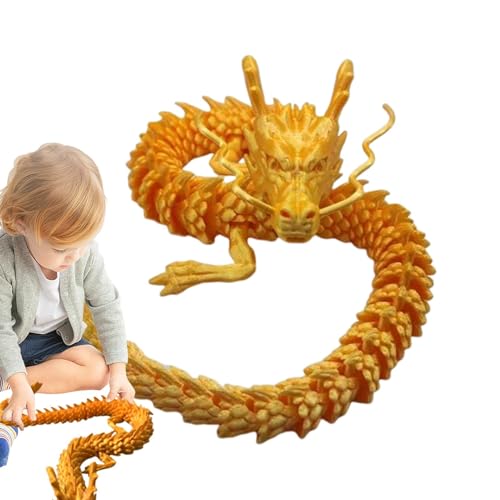 jlceh 3D-Gelenkdrache – Drachen-Sammelfiguren, goldener, tragbarer beweglicher Drache, goldenes Ornament für Wohnzimmer, Eingangsbereich, Arbeitszimmer von jlceh