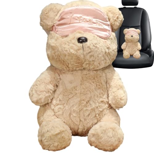 jlceh Braunbär-Plüschtier,Bär-Plüschtier - Entzückende Bear Wear Masque Plüschtiere,Bärenpuppe, entzückende Bärenpuppe, weiches Kissen, Tier, Stofftier, 34,9 cm, für Heimdekoration von jlceh