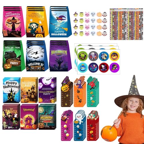 jlceh Halloween-Spielzeug für Kinder,Halloween-Spielzeugset - Feiertags-Cartoon-Briefpapier-Set - Buntes Kinderspielset für Kinder, niedliche Schulbelohnungen für Karnevalspreise, Pinata-Füller von jlceh