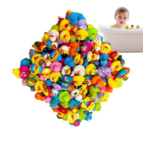 jlceh Kleine Enten, Enten-Badespielzeug,50-teiliges Sortiment Duckies - -Gummi-Entenspielzeug mit Netz-Tragetasche für Kinder, Babys, Bade- und Duschspielzeug, Karnevalsurlaub von jlceh