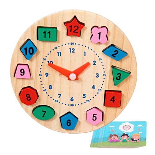 jlceh Sortieruhr aus Holz, Uhr für Kinder | Holzuhr Spielzeug,Lernspielzeug mit leuchtenden Farben für Kinder, und Mädchen von jlceh