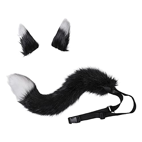 jojnsha 3 Stück Wolf Mädchen Cosplay Set Füchse Ohren Haarspangen Plüsch Schwanz von jojnsha