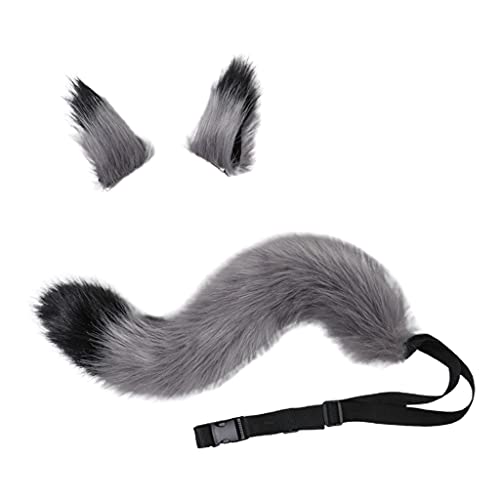 jojnsha 3 Stück Wolf Mädchen Cosplay Set Füchse Ohren Haarspangen Plüsch Schwanz von jojnsha