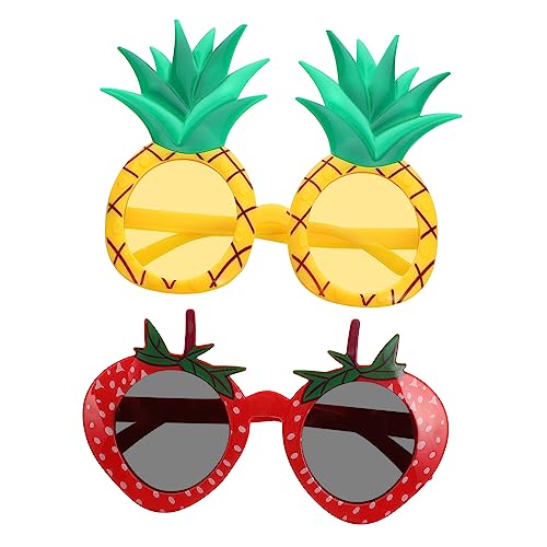 jojofuny 2st Partykleid Brille Weihnachtsbrillenstütze Hawaiianische Partybrille Weihnachts-sonnenbrille Gläser Für Die Weihnachtsfeier Erdbeergläser Ananas Verkaufsstand Plastik Kind von jojofuny