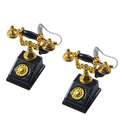 jojofuny Antike Einrichtung 2Pcs 1: 12 Puppenhaus Miniatur Telefon Modell Vintage Telefon Spielzeug Retro Schreibtisch Telefon Puppe Haus Zubeh?r Dekoration (Gelegentliche Farbe) Vintage von jojofuny