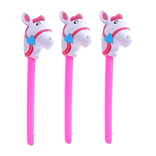 jojofuny 3 Stück Aufblasbar Hobby Horse Aufblasbares Stabpferd Steckenpferd Bastelset Für Pferde-Motto-Geburtstagsfeier, Aufblasbare Party Props Party Supplies von jojofuny