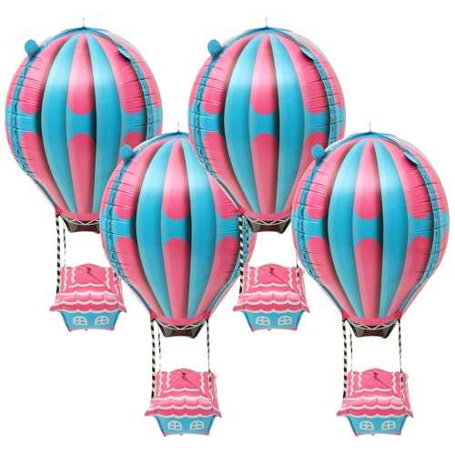 jojofuny 4 Stück Heißluftballon Deko Helium Geburtstag Luftballons Partyballons Folienballon Kinderparty Ballon Hängender Ballon Karneval Ballon Tischdeko Partybedarf Aluminiumfolie Aufblasbar von jojofuny