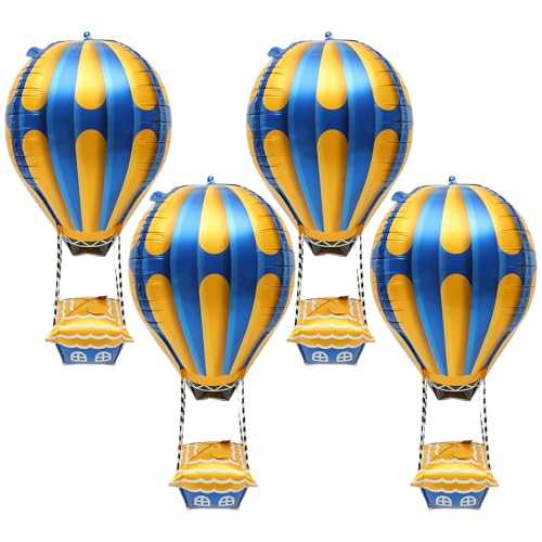 jojofuny 4 Stück Heißluftballon Deko Helium Geburtstag Luftballons Partyballons Folienballon Kinderparty Ballon Hängender Ballon Karneval Ballon Tischdeko Partybedarf Aluminiumfolie Aufblasbar von jojofuny