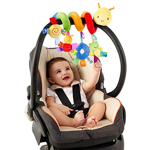 jojofuny Baby-Rasseln Wiege Kinderwagen Spielzeug mit Glocke Klingel Autositz Spielzeug Aktivitäten für Kinder Spirale Plüschspielzeug für Kinderwagen Barzubehör von jojofuny